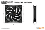 be quiet! Light Wings 140mm ARGB PWM High Speed Fan Black 3 Pack