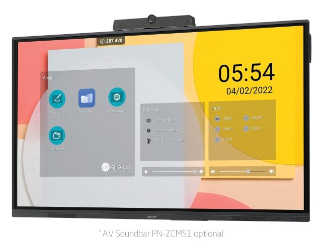 Sharp PNL752B Interactive flat panel 190.5 cm (75") LCD Wi-Fi 400 cd/m² 4K Ultra HD Black Touchscreen Android 16/7