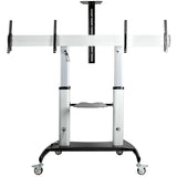 StarTech.com Dual TV Cart for 37-60in VESA TVs up to 110lb/50kg each - Height Adjustable TV Mount, Mobile Display Cart w/ Equipment Shelves - Rolling TV Cart on Wheels - Rolling TV Stand