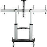 StarTech.com Dual TV Cart for 37-60in VESA TVs up to 110lb/50kg each - Height Adjustable TV Mount, Mobile Display Cart w/ Equipment Shelves - Rolling TV Cart on Wheels - Rolling TV Stand