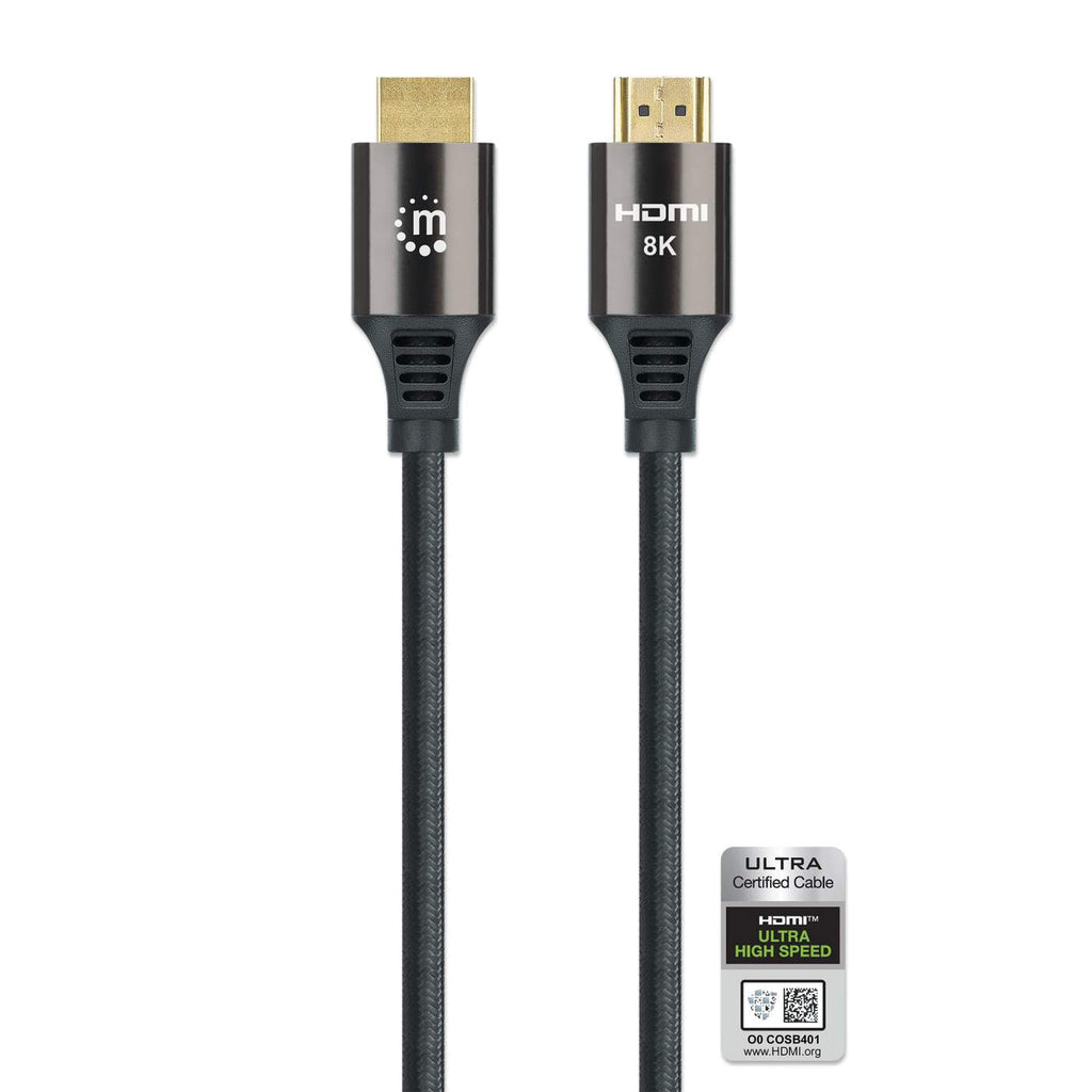 Manhattan HDMI 8K@60Hz Cable with Ethernet, 2m, Certified, Suitable for ALL 8K, 4K & 1080p/HD uses - when upgrading now or have it ready for when you need it, Male to Male, Black, 4K@120Hz, Lifetime Warranty, Ultra High Speed