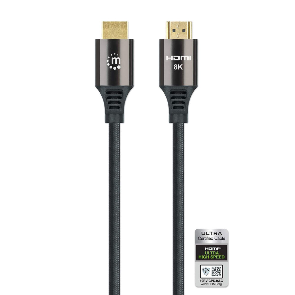 Manhattan HDMI 8K@60Hz Cable with Ethernet, 3m, Certified, Suitable for ALL 8K, 4K & 1080p/HD uses - when upgrading now or have it ready for when you need it, Male to Male, Black, 4K@120Hz, Lifetime Warranty, Ultra High Speed