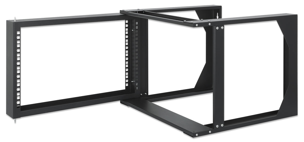 Intellinet 19" Wall Mount Open Frame Network Rack, 6U, Front-hinged Swing Frame Flat Pack, 2-Post, 17.7 in. Depth, Black RAL 9004