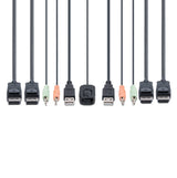 StarTech.com 2-Port Dual-Monitor DisplayPort Cable KVM Switch, 4K 60Hz, Compact KVM with 5ft/1.5m USB-A/DisplayPort/Audio Integrated Cables, Bus Powered - Remote Push Button/Hotkey Switching