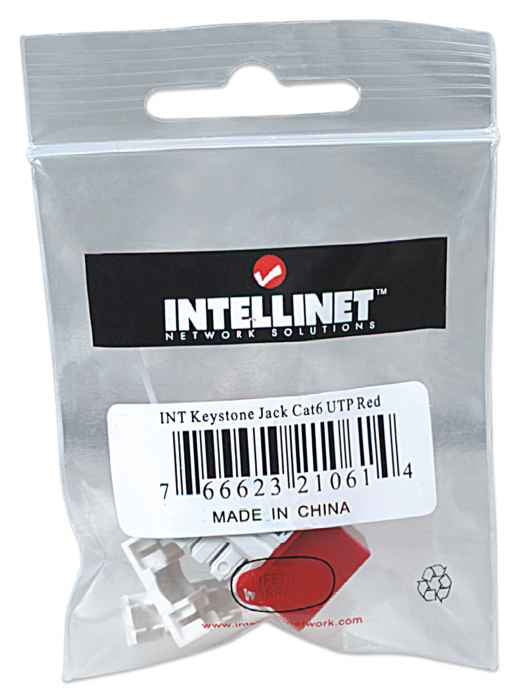 Intellinet Keystone Jack, Cat6, UTP, Punch-down, Red
