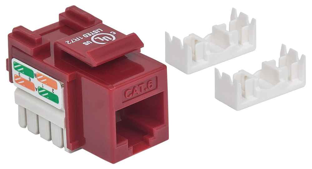Intellinet Keystone Jack, Cat6, UTP, Punch-down, Red