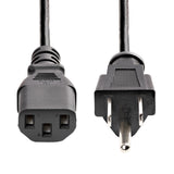 StarTech.com 6ft (1.8m) Computer Power Cord, NEMA 5-15P to C13, 10A 125V, 18AWG, Black Replacement AC Power Cord, Printer Power Cord, PC Power Supply Cable, Monitor Power Cable - UL Listed