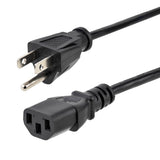 StarTech.com 6ft (1.8m) Computer Power Cord, NEMA 5-15P to C13, 10A 125V, 18AWG, Black Replacement AC Power Cord, Printer Power Cord, PC Power Supply Cable, Monitor Power Cable - UL Listed
