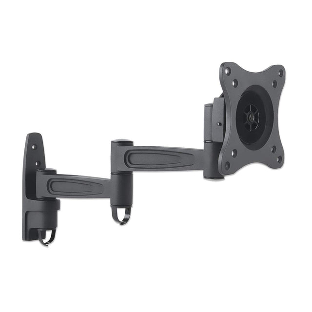 Manhattan Wall Mount for TV & Monitors (Full Motion), For screens 13" to 27", VESA compatibility: 75x75mm and 100x100mm - check the dimensions of the four mounting holes on back of screen to ensure it fits, Max 15kg, Black, Bracket, Lifetime Warranty