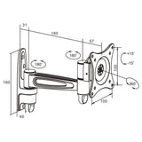 Manhattan Wall Mount for TV & Monitors (Full Motion), For screens 13" to 27", VESA compatibility: 75x75mm and 100x100mm - check the dimensions of the four mounting holes on back of screen to ensure it fits, Max 15kg, Black, Bracket, Lifetime Warranty