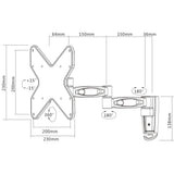 Manhattan TV & Monitor Mount, Wall, Full Motion, 1 screen, Screen Sizes: 23-42", Black, VESA 75x75 to 200x200, Max 20kg, Tilt & Swivel with 3 Pivots, Lifetime Warranty