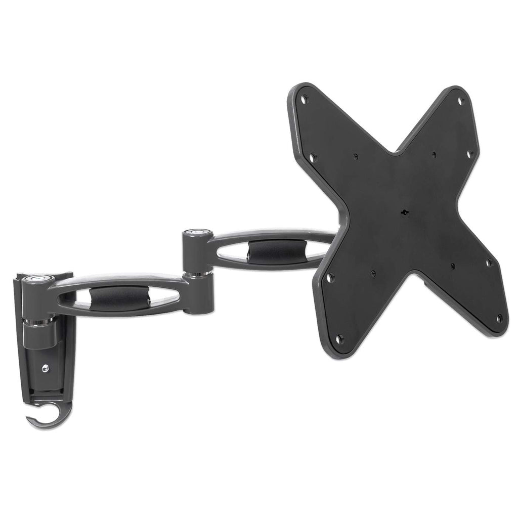 Manhattan TV & Monitor Mount, Wall, Full Motion, 1 screen, Screen Sizes: 23-42", Black, VESA 75x75 to 200x200, Max 20kg, Tilt & Swivel with 3 Pivots, Lifetime Warranty