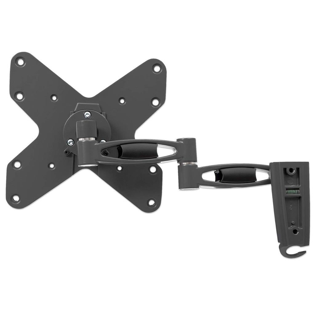 Manhattan TV & Monitor Mount, Wall, Full Motion, 1 screen, Screen Sizes: 23-42", Black, VESA 75x75 to 200x200, Max 20kg, Tilt & Swivel with 3 Pivots, Lifetime Warranty
