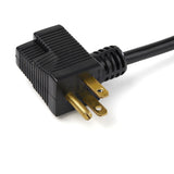 StarTech.com 3ft (1m) Piggyback Power Extension Cord - NEMA 5-15P to 2x NEMA 5-15R, 16 AWG, 125V/15A - UL Certified - 1 to 2 Outlet Saver Extension Cord - 3-Prong Electrical Power Cable