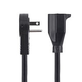 StarTech.com 6ft (2m) Power Extension Cord - 360° Rotating Flat Plug Extension Cord - NEMA 5-15P to NEMA 5-15R, 16 AWG, 125V/13A - Black Short 3-Prong Power Extender Cable