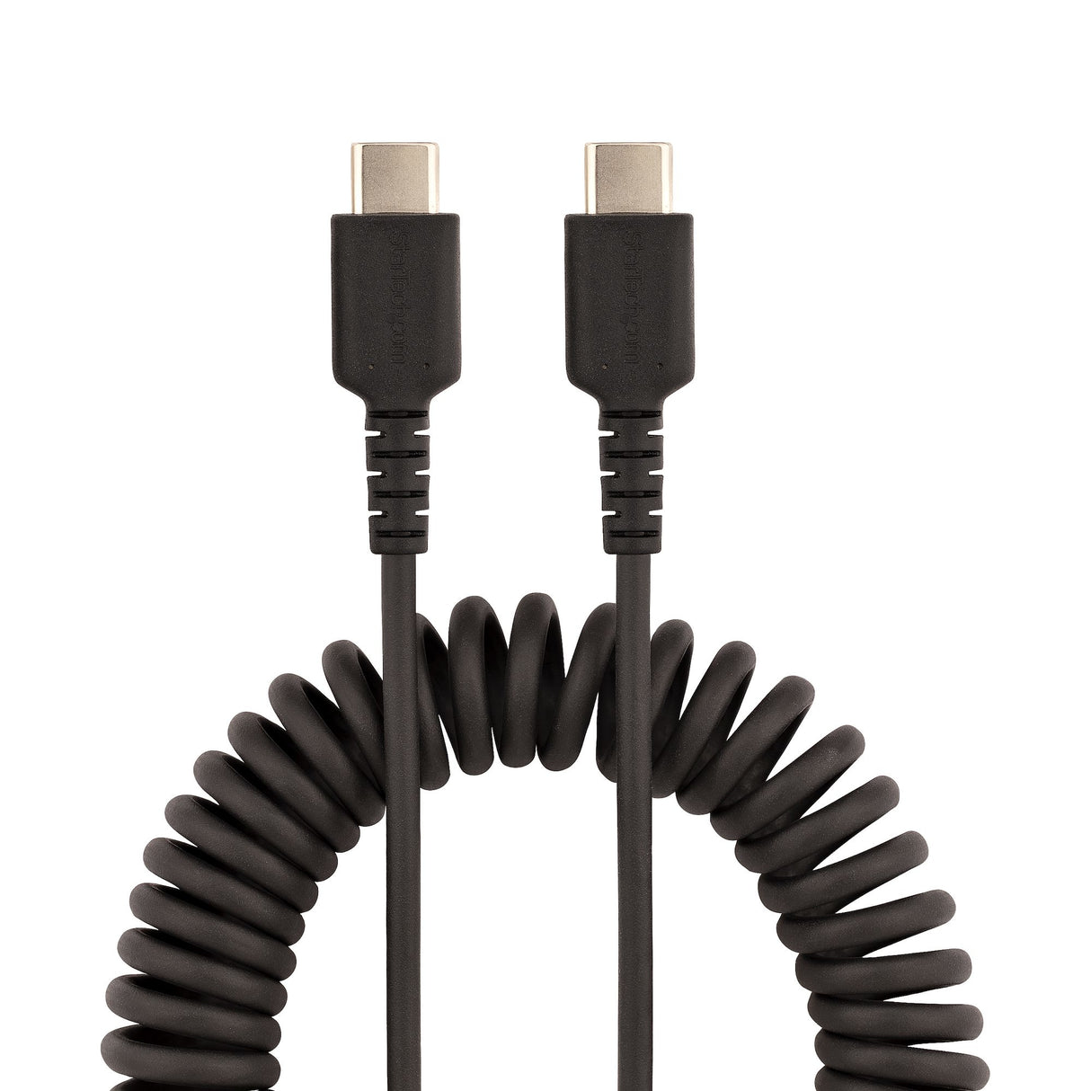 StarTech.com 1.6ft (50cm) USB-C Fast Charging Cable, Rugged, Coiled, Charge & Sync, 3A, USB 2.0, TPE Jacket and Aramid Fiber - USB C Charging Cord