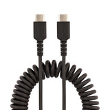 StarTech.com 1.6ft (50cm) USB-C Fast Charging Cable, Rugged, Coiled, Charge & Sync, 3A, USB 2.0, TPE Jacket and Aramid Fiber - USB C Charging Cord