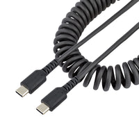 StarTech.com 1.6ft (50cm) USB-C Fast Charging Cable, Rugged, Coiled, Charge & Sync, 3A, USB 2.0, TPE Jacket and Aramid Fiber - USB C Charging Cord