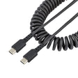 StarTech.com 3ft (1m) USB-C Fast Charging Cable, Rugged, Coiled, Charge & Sync, 3A, USB 2.0, TPE Jacket and Aramid Fiber - USB C Charging Cord