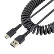 StarTech.com 1.6ft (50cm) USB-A to USB-C Fast Charging Cable, Rugged, Coiled, Charge & Sync, 3A, USB 2.0, TPE Jacket and Aramid Fiber - USB Charging Cord