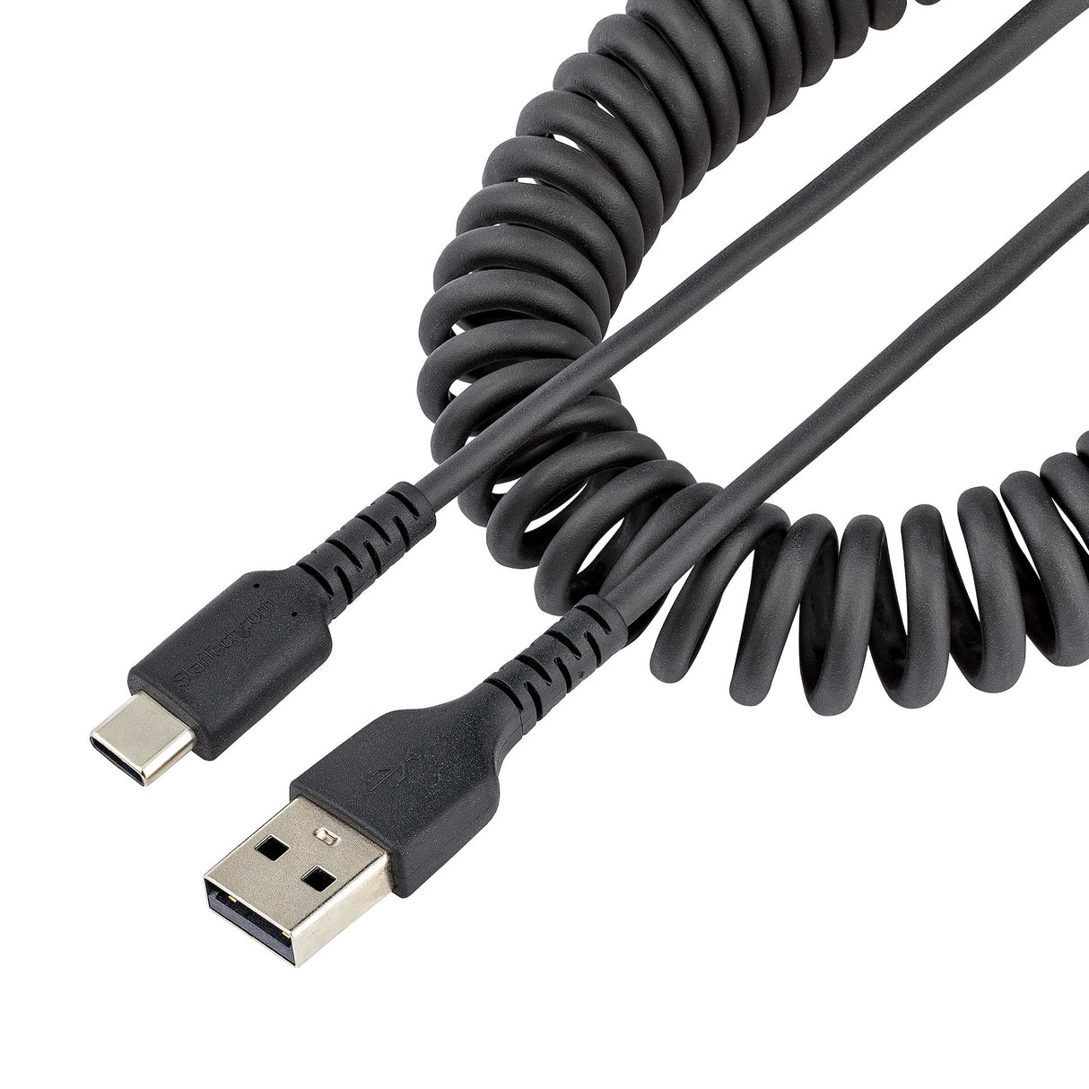 StarTech.com 1.6ft (50cm) USB-A to USB-C Fast Charging Cable, Rugged, Coiled, Charge & Sync, 3A, USB 2.0, TPE Jacket and Aramid Fiber - USB Charging Cord