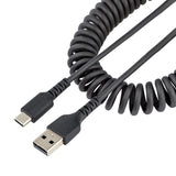StarTech.com 1.6ft (50cm) USB-A to USB-C Fast Charging Cable, Rugged, Coiled, Charge & Sync, 3A, USB 2.0, TPE Jacket and Aramid Fiber - USB Charging Cord