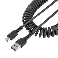 StarTech.com 1.6ft (50cm) USB-A to USB-C Fast Charging Cable, Rugged, Coiled, Charge & Sync, 3A, USB 2.0, TPE Jacket and Aramid Fiber - USB Charging Cord