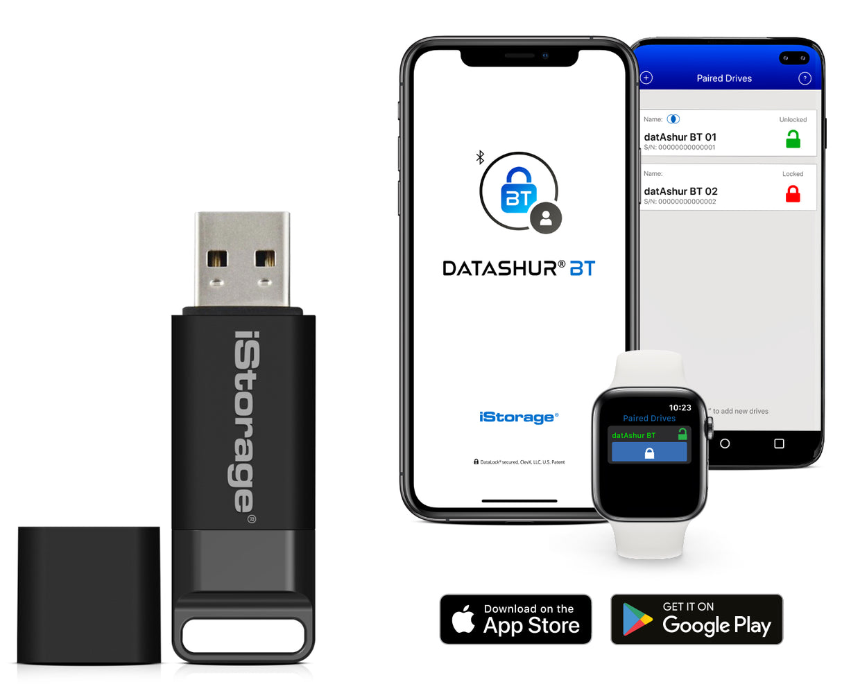 iStorage datAshur BT 128 GB | Encrypted Secure Flash Drive | Unlock via Smartphone Using Bluetooth | FIPS 140-2 Level 3 Certified | Remote Management Ready