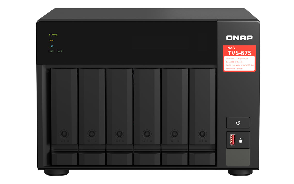 QNAP TVS-675 NAS Tower ZhaoXin KaiXian KX-6000 KX-U6580 8 GB DDR4 0 TB QuTS hero Black