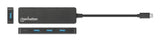 Manhattan USB-C Dock/Hub, Ports (4): USB-A (x4), 5 Gbps (USB 3.2 Gen1 aka USB 3.0), USB powered (no external power supply required), Equivalent to HB30CM4AB