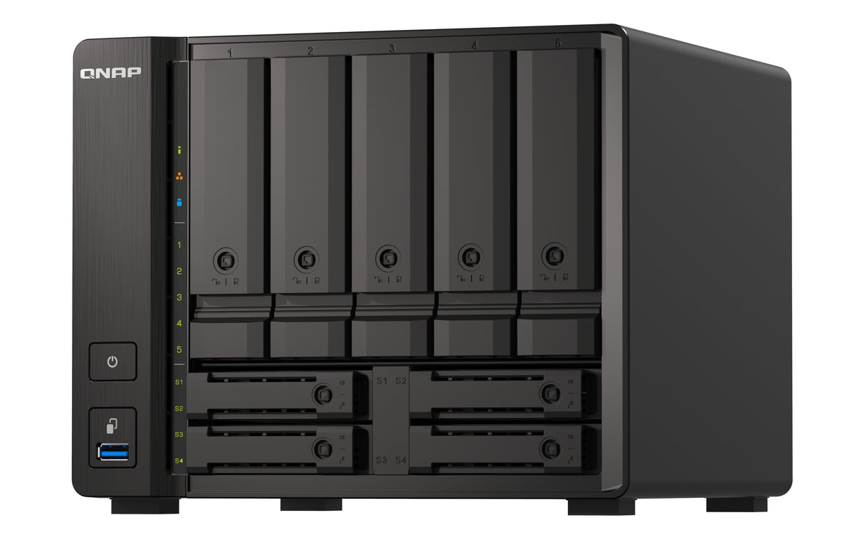 QNAP TS-H973AX NAS Tower Ryzen Embedded V1500B 8 GB DDR4 0 TB QuTS hero Black
