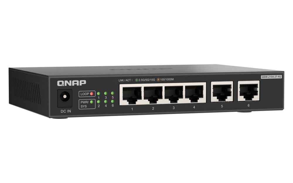QNAP QSW-2104-2T-R2 network switch Unmanaged 10G Ethernet (100/1000/10000) Desktop Black