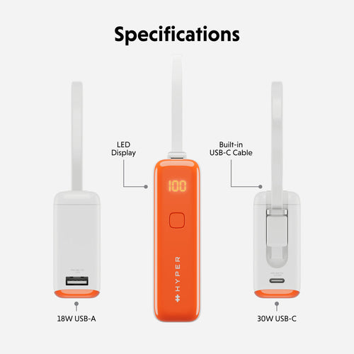 Targus HyperJuice Flex 10K 30W 5000 mAh White, Orange