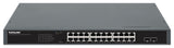 Intellinet 24-Port Gigabit Ethernet PoE+ Switch with 2 SFP Ports IEEE 802.3at/af (PoE+/PoE) Compliant, 370 W PoE Power Budget, Two 1G SFP Open Slots, Self-Healing Network, 19" Rackmount