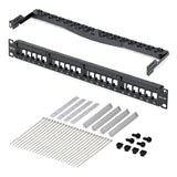 StarTech.com 24 Port 1U Blank Keystone Patch Panel with Cable Management Bar, Rackmount Cat6 Patch Panel for RJ45 UTP Ethernet Network Jacks