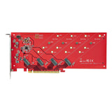 StarTech.com Quad M.2 PCIe Adapter Card, PCIe x16 to Quad NVMe or AHCI M.2 SSDs, PCI Express 4.0, 7.8GBps/Drive, Bifurcation Required, Windows/Linux Compatible - TAA