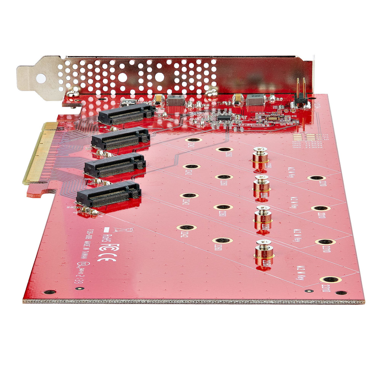 StarTech.com Quad M.2 PCIe Adapter Card, PCIe x16 to Quad NVMe or AHCI M.2 SSDs, PCI Express 4.0, 7.8GBps/Drive, Bifurcation Required, Windows/Linux Compatible - TAA