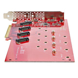 StarTech.com Quad M.2 PCIe Adapter Card, PCIe x16 to Quad NVMe or AHCI M.2 SSDs, PCI Express 4.0, 7.8GBps/Drive, Bifurcation Required, Windows/Linux Compatible - TAA