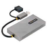 StarTech.com USB to Dual HDMI Adapter, USB A/C to 2x HDMI Displays (1x 4K30Hz, 1x 1080p), Integrated USB-A to C Dongle, 4in/11cm Cable, USB 3.0 to HDMI Display Adapter, Windows & macOS