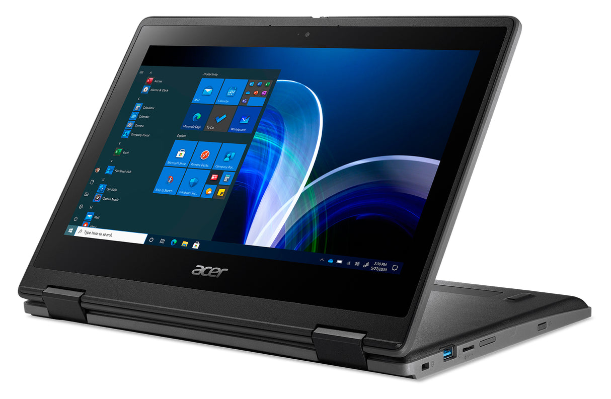 Acer TravelMate TMB311R-32-C31R Intel® Celeron® N N5100 Hybrid (2-in-1) 29.5 cm (11.6") Touchscreen HD 4 GB DDR4-SDRAM 128 GB Flash Wi-Fi 6 (802.11ax) QWERTY Windows 10 Pro English Black