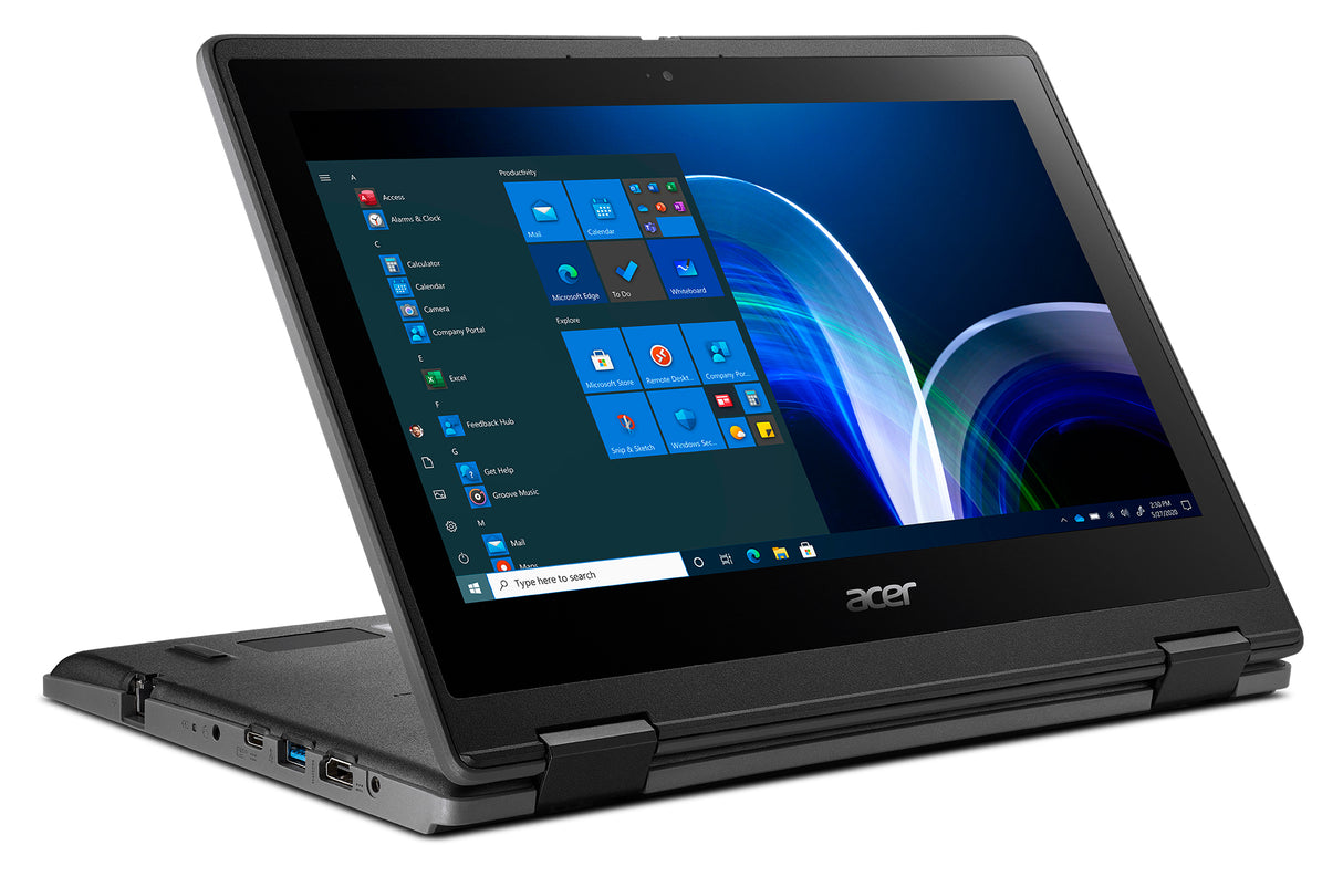 Acer TravelMate TMB311R-32-C31R Intel® Celeron® N N5100 Hybrid (2-in-1) 29.5 cm (11.6") Touchscreen HD 4 GB DDR4-SDRAM 128 GB Flash Wi-Fi 6 (802.11ax) QWERTY Windows 10 Pro English Black