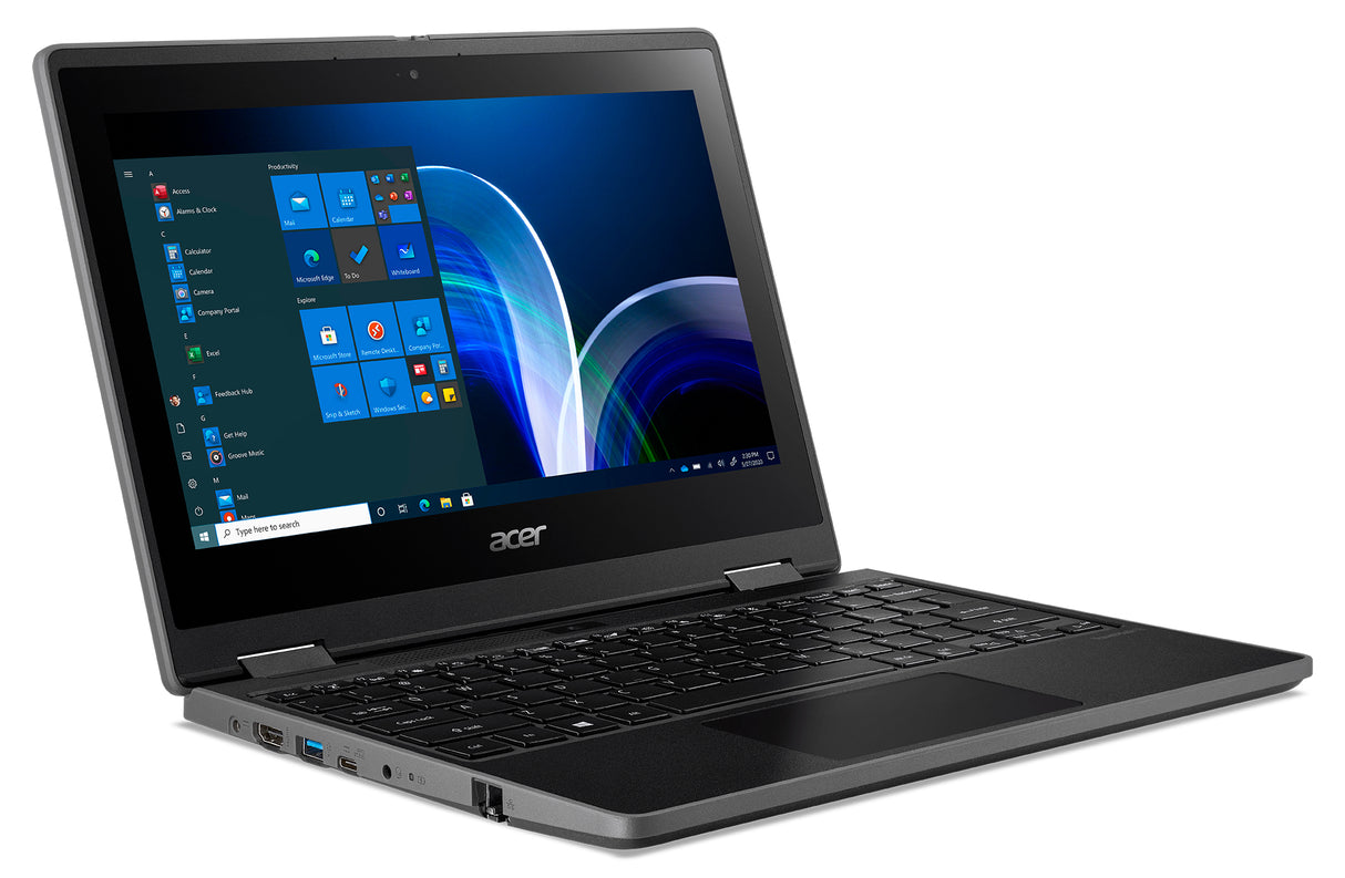 Acer TravelMate TMB311R-32-C31R Intel® Celeron® N N5100 Hybrid (2-in-1) 29.5 cm (11.6") Touchscreen HD 4 GB DDR4-SDRAM 128 GB Flash Wi-Fi 6 (802.11ax) QWERTY Windows 10 Pro English Black
