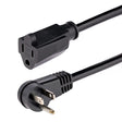 StarTech.com 6ft (2m) Power Extension Cord, Right Angle NEMA 5-15P to NEMA 5-15R, 13A 125V, 16AWG, Computer Power Extension Cord, Flat Extension Cord, AC Outlet Extension Cable