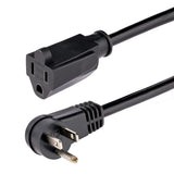 StarTech.com 6ft (2m) Power Extension Cord, Right Angle NEMA 5-15P to NEMA 5-15R, 13A 125V, 16AWG, Computer Power Extension Cord, Flat Extension Cord, AC Outlet Extension Cable