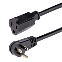 StarTech.com 6ft (2m) Power Extension Cord, Right Angle NEMA 5-15P to NEMA 5-15R, 13A 125V, 16AWG, Computer Power Extension Cord, Flat Extension Cord, AC Outlet Extension Cable