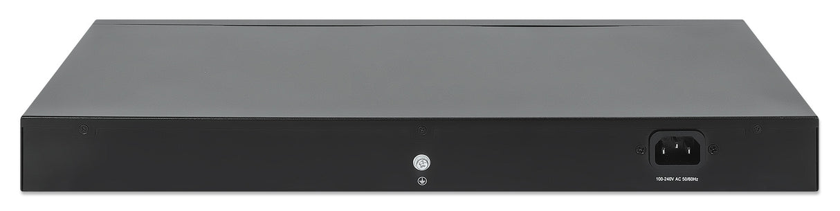 Intellinet 28-Port L2+ Fully Managed PoE+ Switch with 24 Gigabit Ethernet Ports and 4 SFP+ Uplinks IEEE 802.3at/af (PoE+/PoE) Compliant, 370 W PoE Power Budget, Layer 2+/Layer 3 Lite, Four 10G SFP+ Open Slots, Self-Healing Network, 19" Rackmount