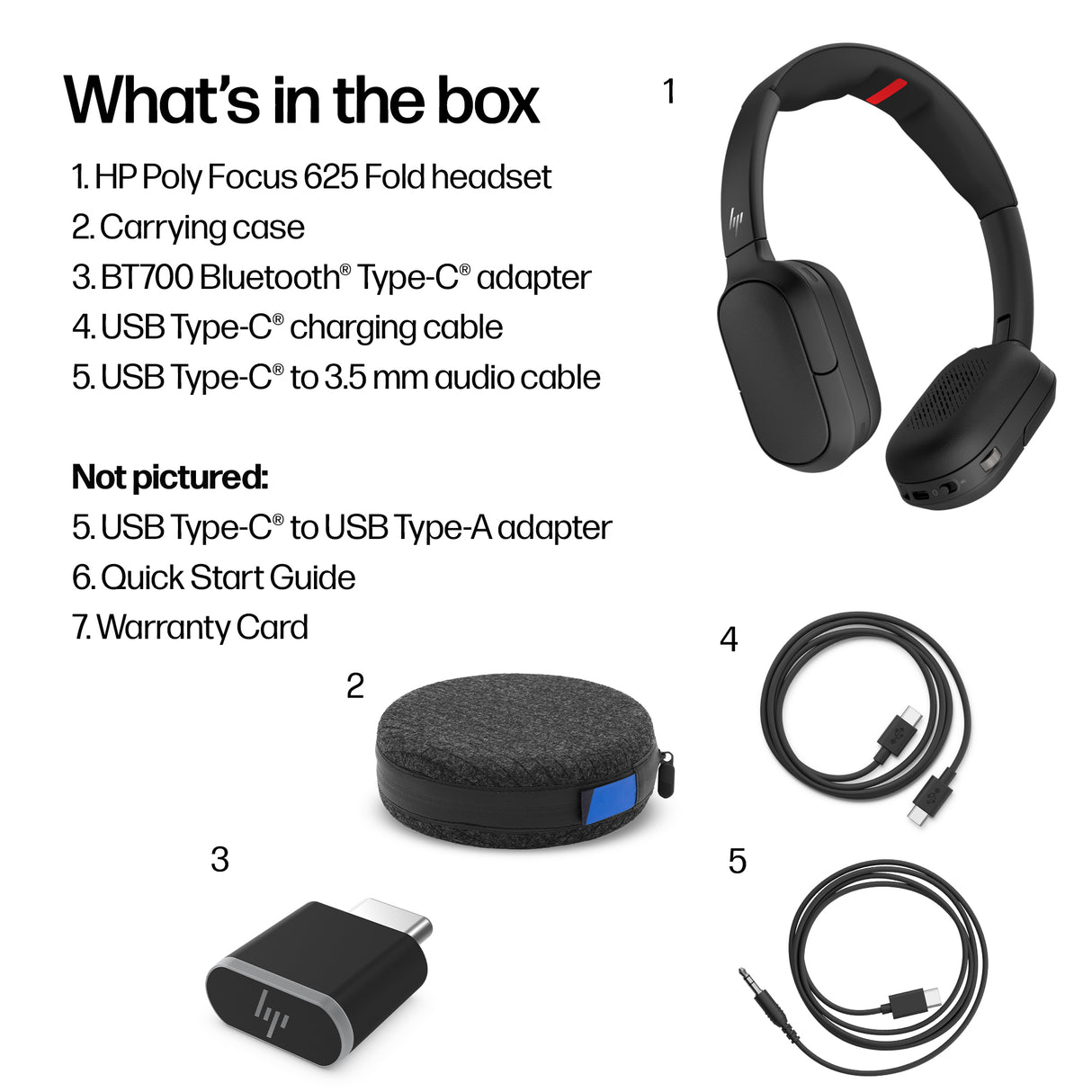 HP Poly Focus 625 Fold Stereo Bluetooth Headset