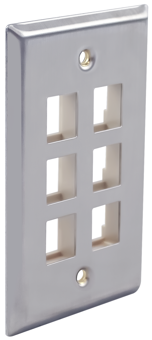 Wavenet FacePlate Stainless Steel Single Gang, 6-PORT