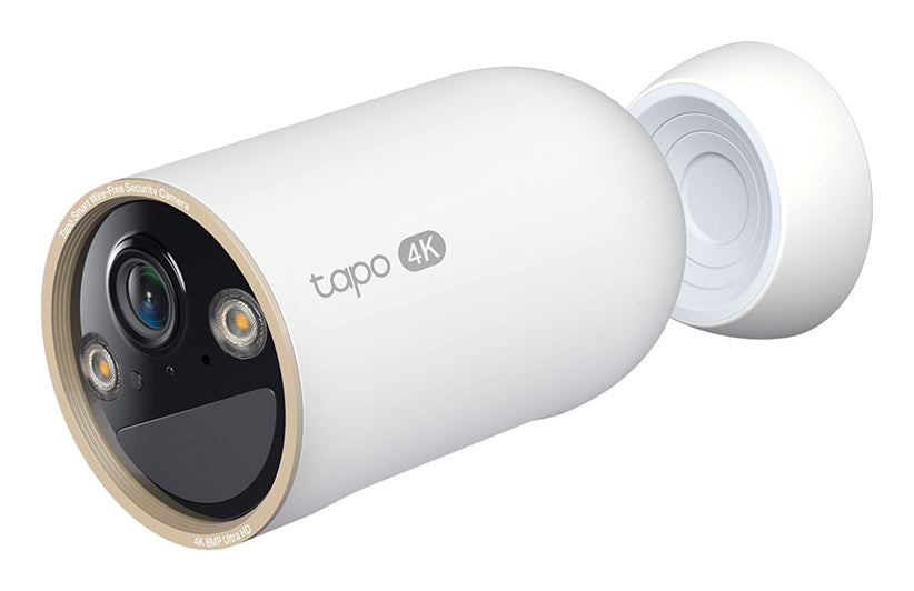 TP-Link Tapo Wire-Free Indoor/Outdoor Security Camera SPEC:4K UHD (3840x2160), H.265/H.264 Supported, 16x UHD Digital Zoom, 2.4/5 GHz Dual Band Wi-Fi, 10000mAh Rechargeable Lithium-ion Battery