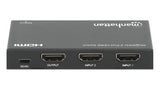 Manhattan HDMI Switch 2-Port, 8K@60Hz, Connects x2 HDMI sources to x1 display, Automatic Switching, Includes Micro-USB to USB-A power cable, Black, Three Year Warranty